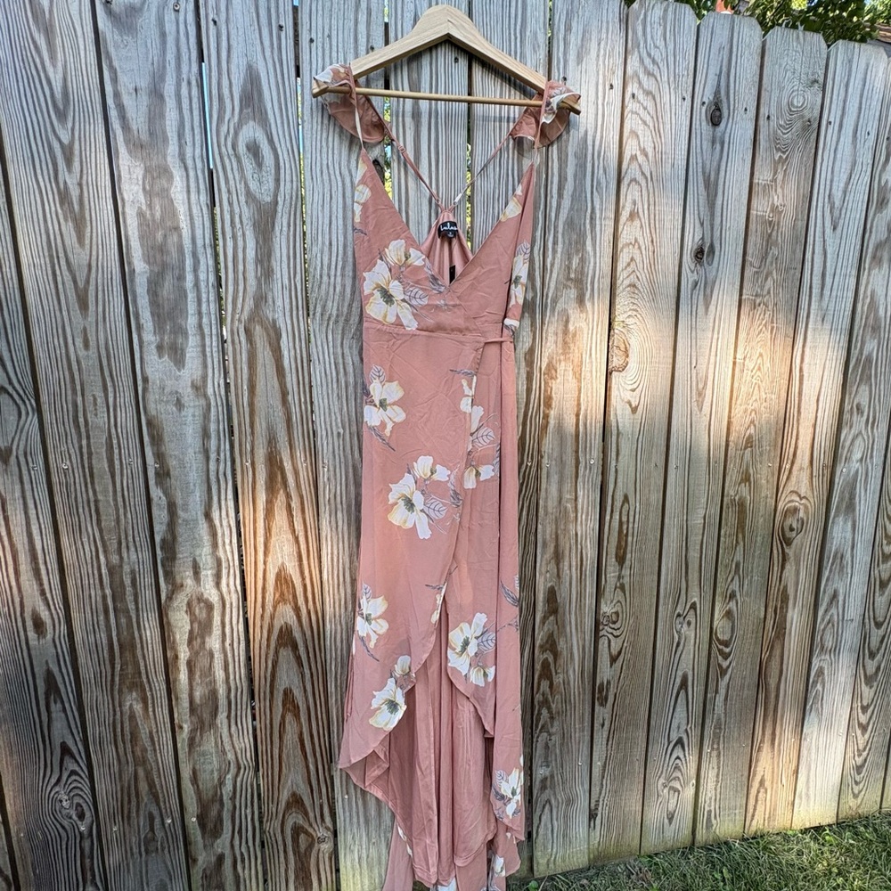Lulu's NWT All Mine Dusty Rose Pink Floral High Low Wrap Dress